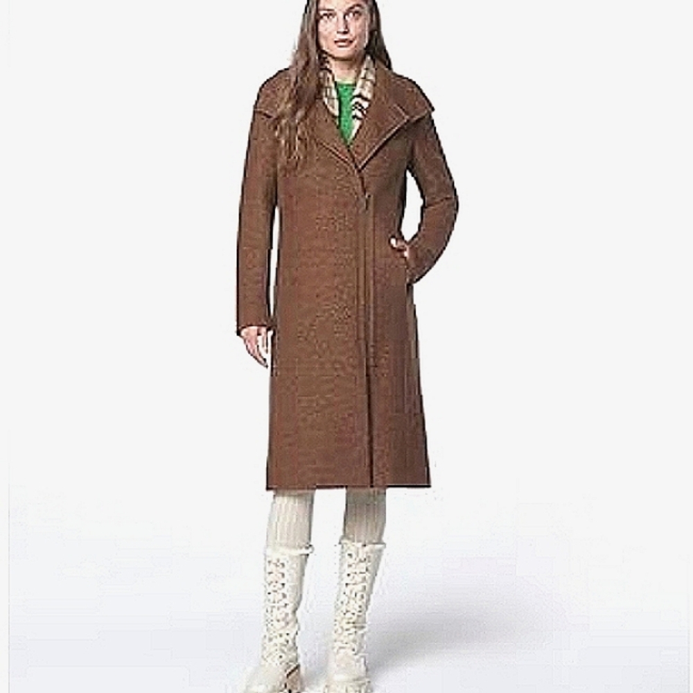 NWT WOOL Coat by Marc New York  Asymmetrical Boucle Wool Long Coat, XL